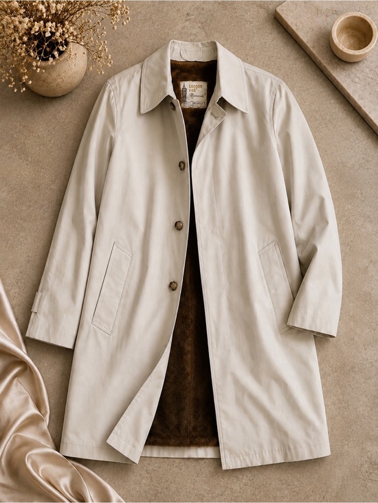 London Fog Jackets & Blazers - Vintage London Fog Faux Fur Lined Trench Coat Beige 15” Pit to Pit